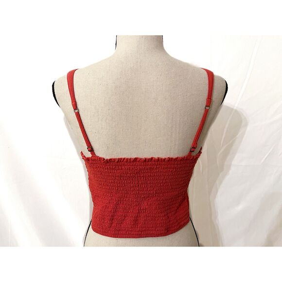 Abercrombie & Fitch Crop Top | Red Smocked Sweetheart Neckline | Size Small - Picture 3 of 12